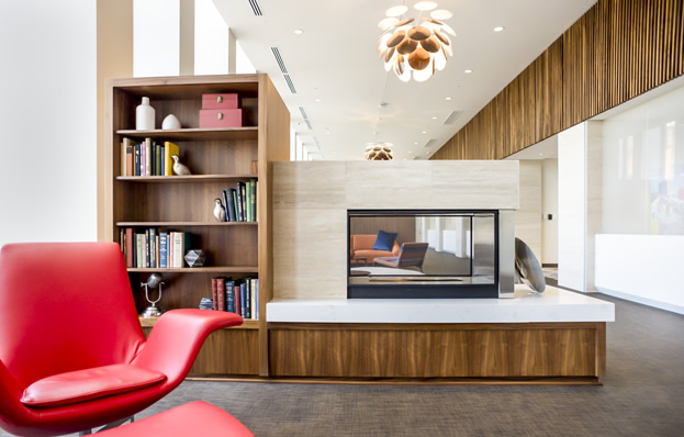 Apartment amenity space millwork with coffee bar and storage cabinets (portfolio image 3)