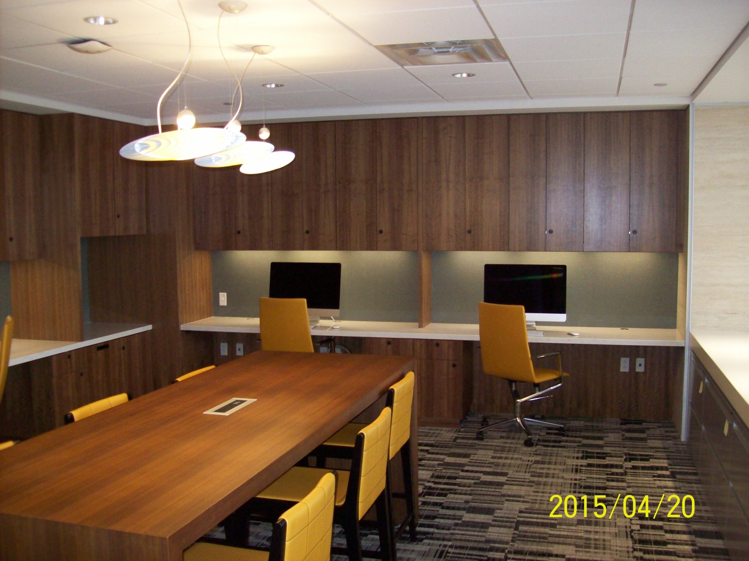 Apartment amenity space millwork with coffee bar and storage cabinets (portfolio image 15)