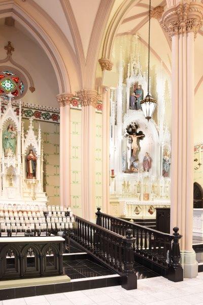 Worship platform millwork with concealed storage and trim details (portfolio image 14)