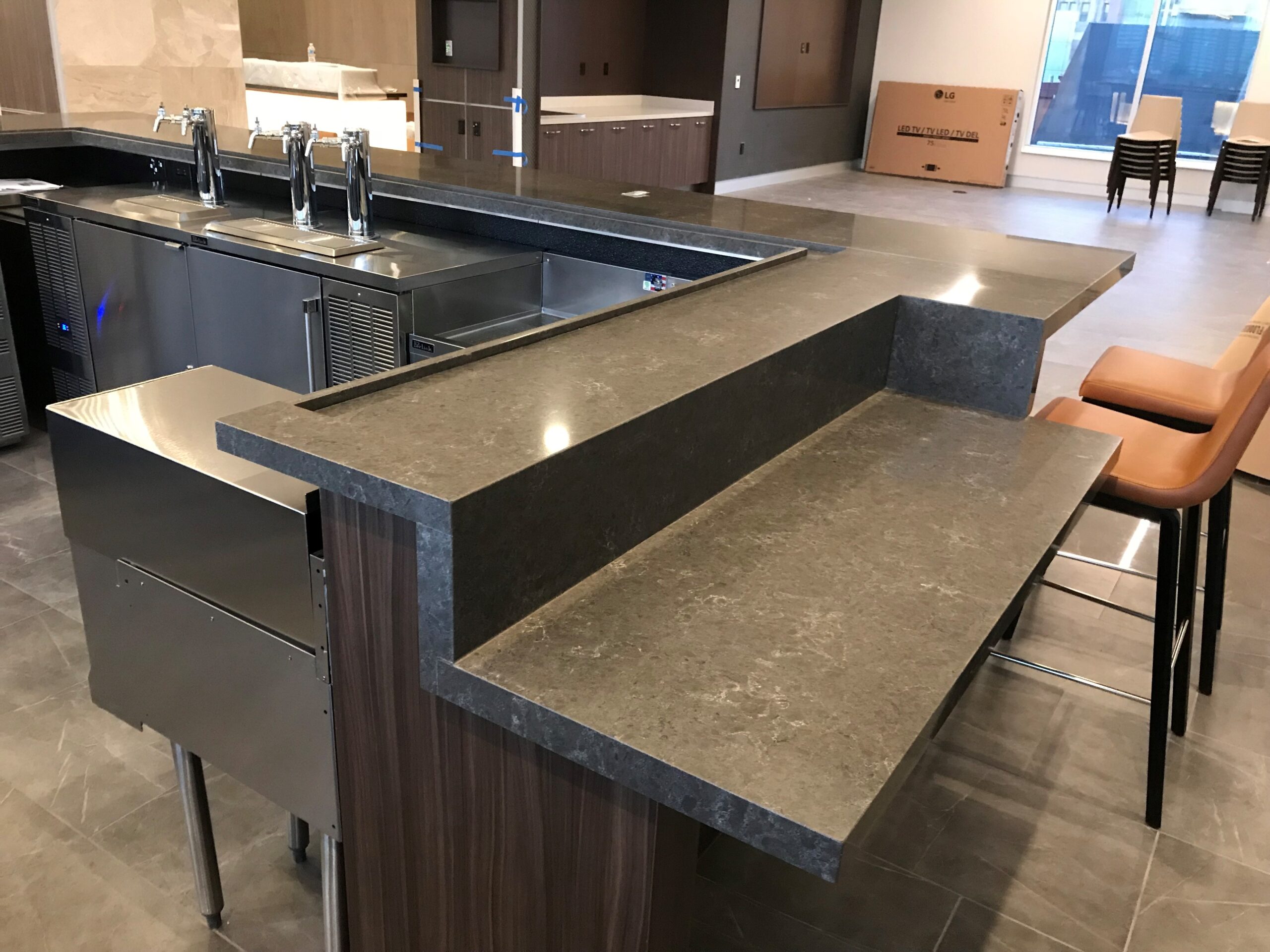 Apartment amenity space millwork with coffee bar and storage cabinets (portfolio image 19)